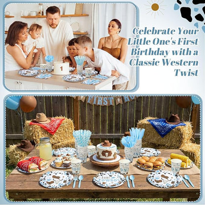 450 Pcs My First Rodeo Birthday Tableware Set Decorations Western Cowboy 1st - Image 5