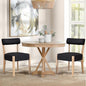 Dining Chairs,Set of 2 Mid-Century Modern Wooden Kitchen Chairs with Linen Upholstery - Low-Back Woven Design for Kitchen & Dining Room,Black Fabric