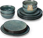 MALACASA 12 Pieces Dinnerware Sets, Farmhouse Plates and Bowls Sets, Embossed by MALACASA