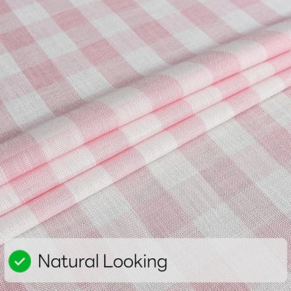 Gingham Table Cloth for Square Tables Pink Checkered Plaid Tablecloth Heavy Duty Cotton Blend Washable & Wrinkle Table Cover for Outdoor Kitchen Dining Picnic Camping (52x52 Inch)