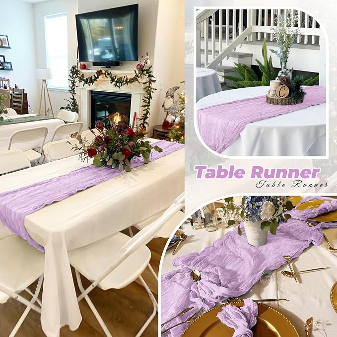 6 Pack Lavender Cheesecloth Table Runner 20 x 120 Inch Gauze Table Runner - Image 6