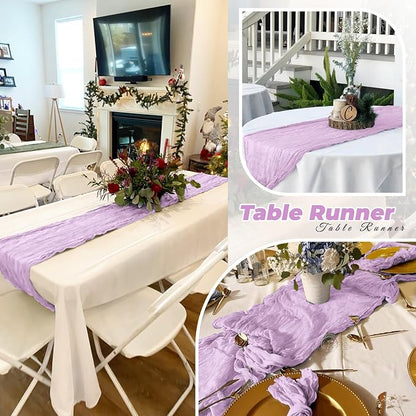 6 Pack Lavender Cheesecloth Table Runner 20 x 120 Inch Gauze Table Runner - Image 6