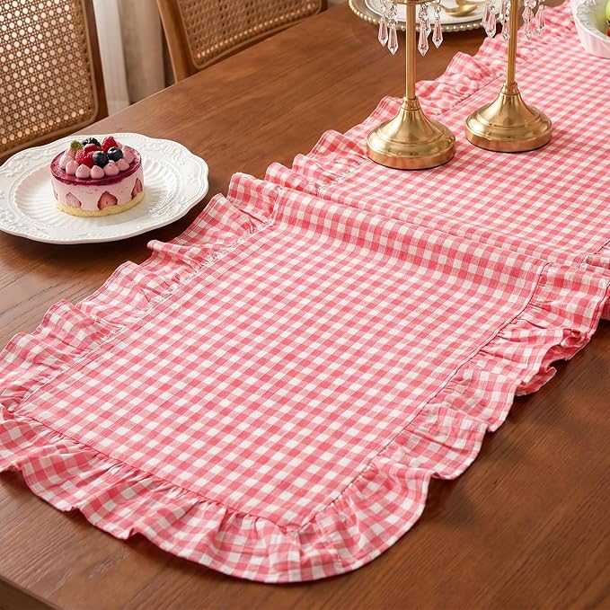Eternal Beauty 14x120 Gingham Ruffle Table Runner - Image 9