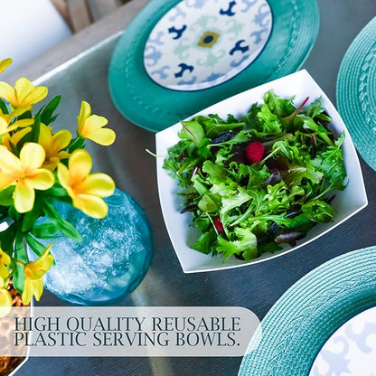 PLASTICPRO Disposable 64 ounce Square Serving Bowls, Party Snack or Salad Bowl - Image 7