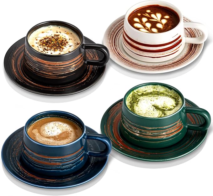 YUN TAO 8 oz Ceramic Cappuccino Cups by YUNTAO