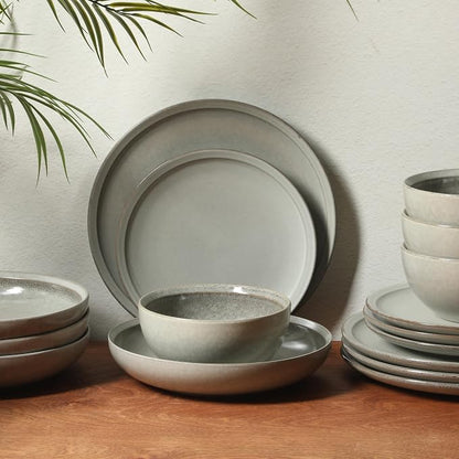 Gibson Elite Beckett Stoneware Matte Reactive Glaze 16 Piece Plates and Bowls - Image 5