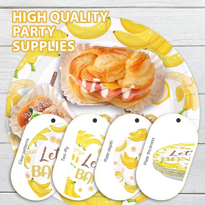 96 Pcs Yellow Banana Themed Party Decorations, Serves 24 | Banana Birthday - Image 6