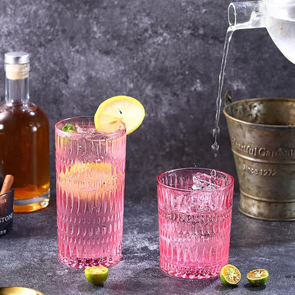 Loivttvv Glassware Drinking Glasses Set of 8, 14 oz Highball Glasses & 10 oz - Image 4