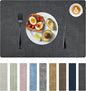 Placemats Set of 6 Faux Leather Heat Resistant Tables Mats Waterproof Oilproof Wipeable Reversible Anti-Slip Place Mats for Kitchen/Dining/Party/Outdoor 11.8" x 16.9", Dark Gray