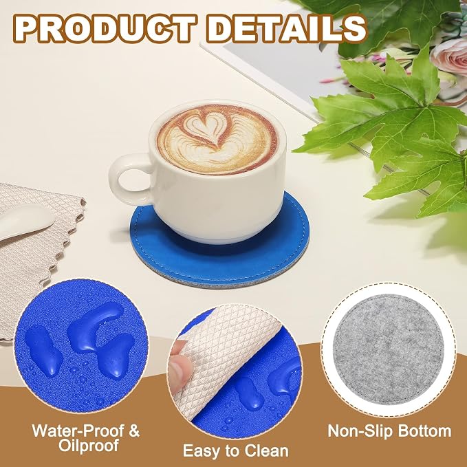 uxcell 5Pcs PU Leather Coasters - Image 3