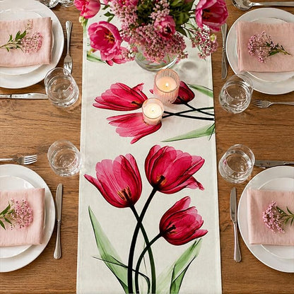 Floral Table Runner Mode Flowers Spring Summer Table Runner Seasonal Table - Image 3