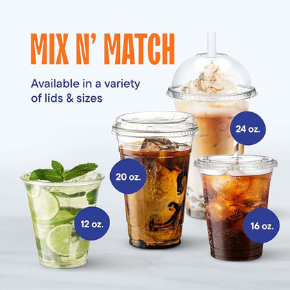 16 oz Clear Plastic Cups with Strawless Sip-Lids PET Crystal Clear Disposable - Image 7
