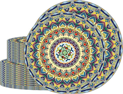 ZULYSTO 100PCS Boho Paper Plates (50×7 Inch & 50×9 Inch) – Disposable Plates, Vintage Bohemian Style Dessert Dinner Plates, Plate Set for Party Kitchen Decorative Birthday Wedding