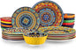 vancasso 24 Pieces Plates and Bowls Set, Bohemian Style Dinnerware Sets Service by vancasso