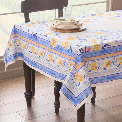 Maison d' Hermine Table Cloth Square Table 100% Cotton 60 x 60 Inches Tablecloth Reusable Decorative for Dining Room Farmhouse Home Valentines Day Decorations Spring Summer - Girassol