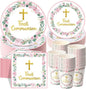 Pickmesh 250 Pcs Pink First Holy Communion Disposable Tableware Set God Bless by Pickmesh