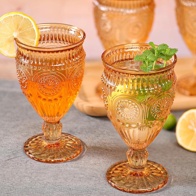 Darlion Goblets, Goblet Glasses, Amber Goblets, Vintage Wine Glasses 12oz | - Image 8