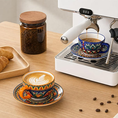 Henten Home Ceramic 8.5 oz Tea Cup Set, Latte Cup - Image 6