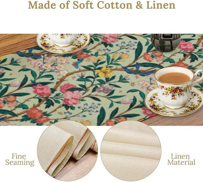 William Morris Floral Table Runner, Birds Butterflies and Bees Botanical Flower - Image 6