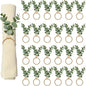 24 Pcs Napkin Rings with Artificial Eucalyptus Leaf Wood Bead Jute Rope by AEKAO