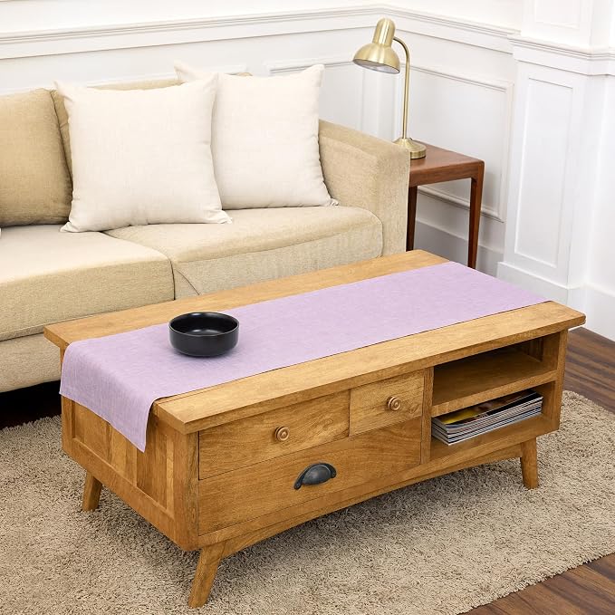 Solino Home 100% Pure Linen Table Runner Lavender Woven, Athena 14 x 60 in | by SolinoHome