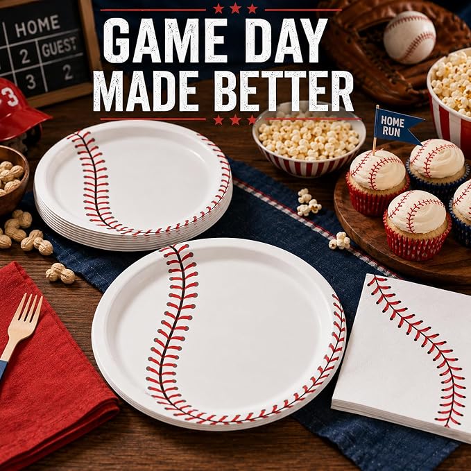 40 Pcs Baseball Plates And Napkins, Baseball Party Supplies, Serves 20 | - Image 5