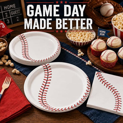 40 Pcs Baseball Plates And Napkins, Baseball Party Supplies, Serves 20 | - Image 5