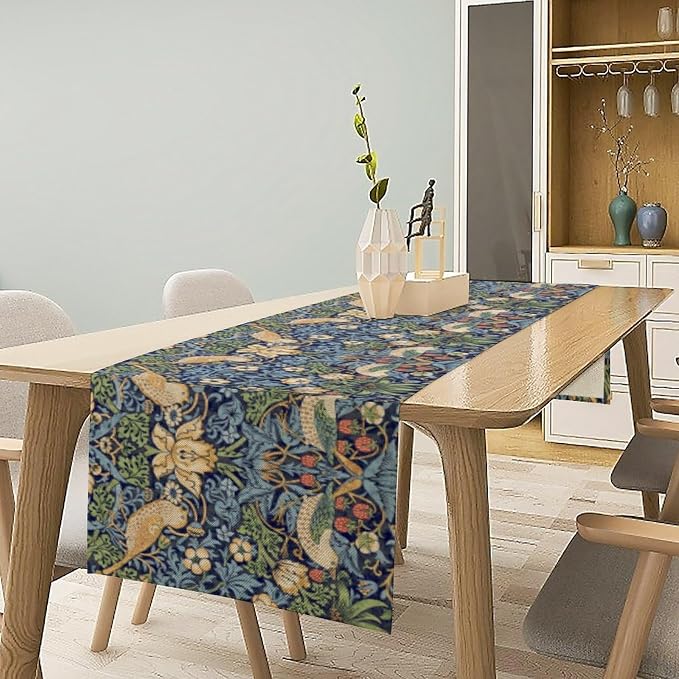 William Morris Floral Table Runner, Vintage Flowers Botanical Printed Table - Image 2