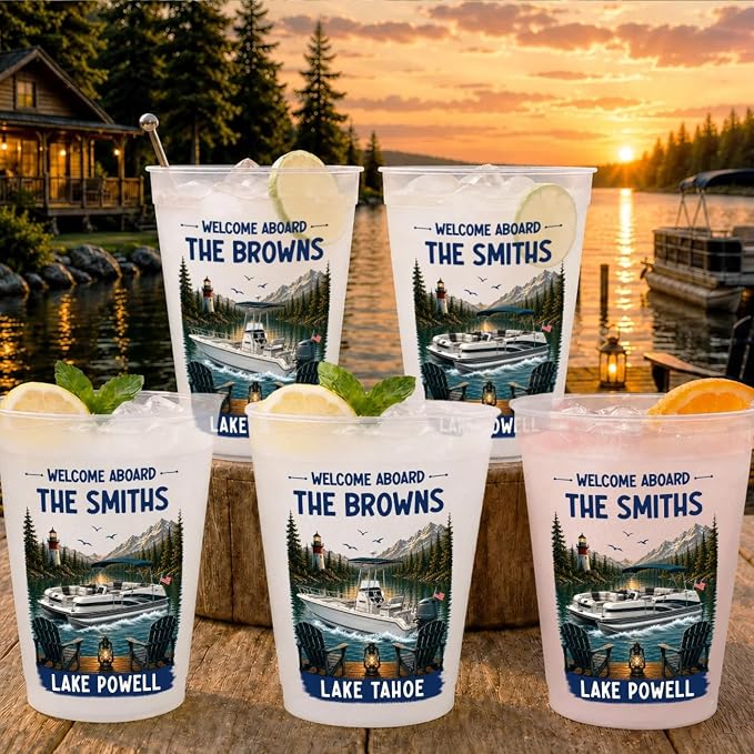 Custom Boating Party Cups, Personalized Summer Vacation And Travel Gifts by PawfectHouseGifts