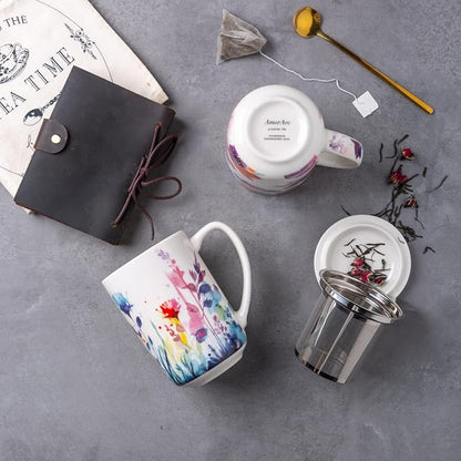 AmorArc Tea Cup With Infuser and Lid, 18oz Loose Leaf Tea Mug With Steeper | - Image 5