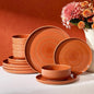 Dinnerware Set for 4, Ceramic Plates and Bowls, Terracotta | 12-Piece Ceramic by FamiwarePremium