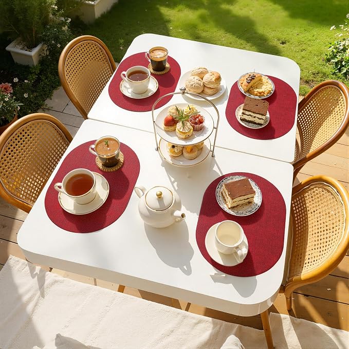 Placemats Set of 4, 11.8 x 17 Inch, Waterproof Wipeable Reversible PU Placemat - Image 8