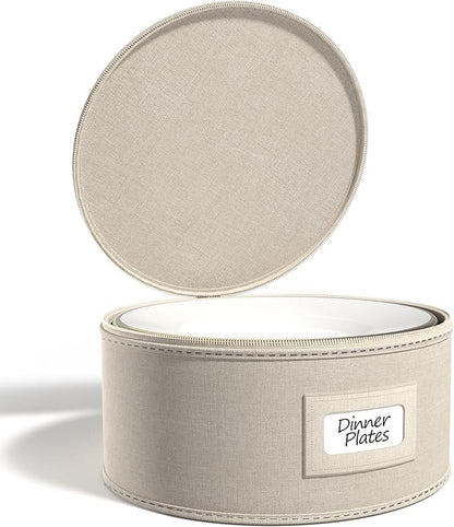 Sorbus China Storage Containers – Dinnerware Organizer for Dinner Plates with Lid (Holds Service for 12) with Felt Protectors – 12" x 6.25"