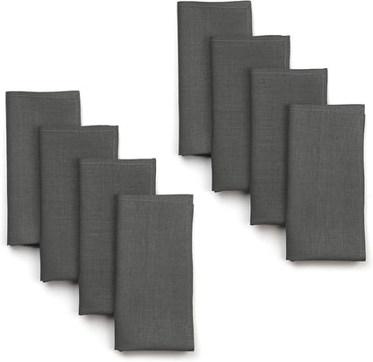 D'Moksha Homes Charcoal Grey Linen Napkins 18 x 18 Inch - 100% Pure Linen Cloth Washable Dinner Napkins Set of 8 for Spring, Easter