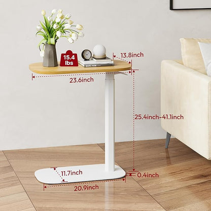SANODESK Small Standing Desk Pneumatic Height Adjustable Small Sit Stand Desk Laptop Desk Overbed Table Computer Cart for Home Office Computer Workstations(23.6" W x 13.8" D,Maple)