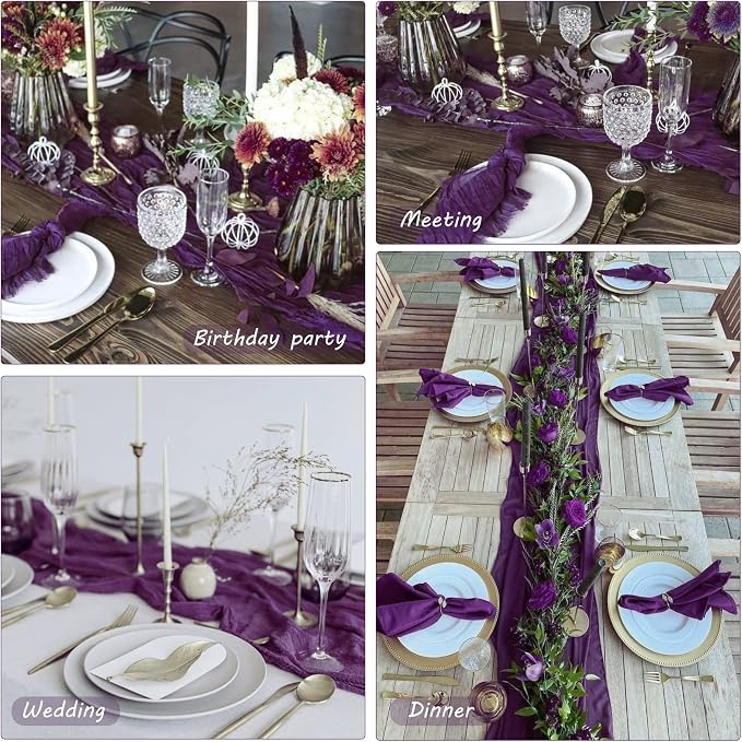 12 Pack 13Ft Cheesecloth Table Runner 35x157 Inch Boho Gauze Table Runner - Image 6