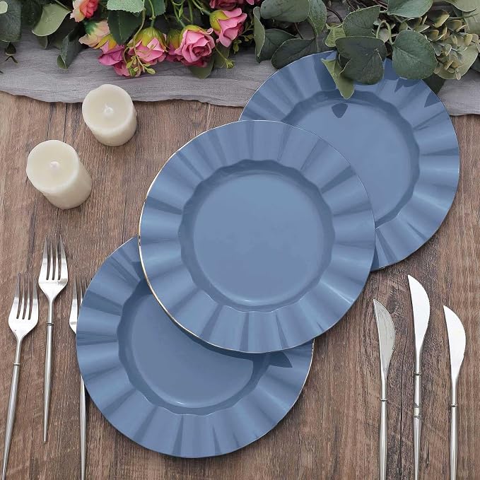 Efavormart 9" Salad Plates – Set of 10 Plastic Ocean Blue Round Disposable - Image 9
