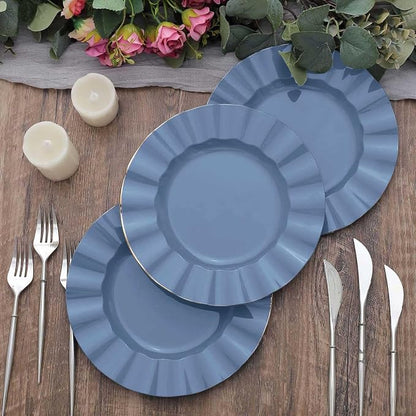 Efavormart 9" Salad Plates – Set of 10 Plastic Ocean Blue Round Disposable - Image 9