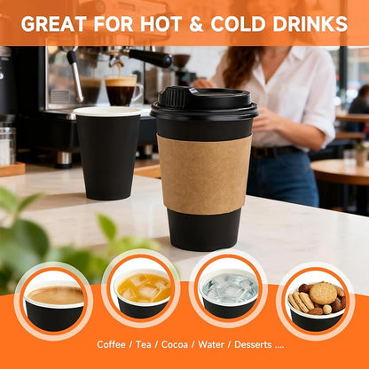 METAPRINT 100 Pack 12 oz Disposable Coffee Cups - Image 7