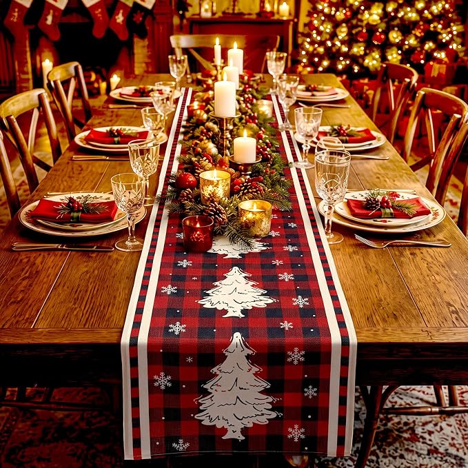 Gilprop 3 Pcs Christmas Table Runners Watercolor Table Runner, 13x72 Inch | - Image 6