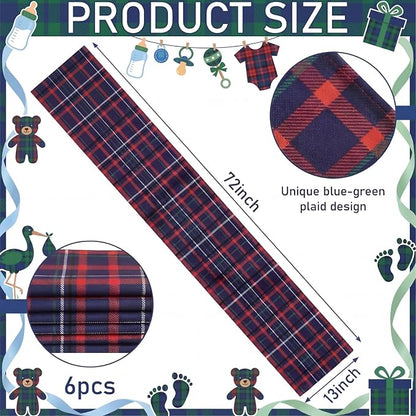 Gilprop 6 Pcs 72 x 13'' Tartan Plaid Babyshower Table Runner Vintage Birthday - Image 2