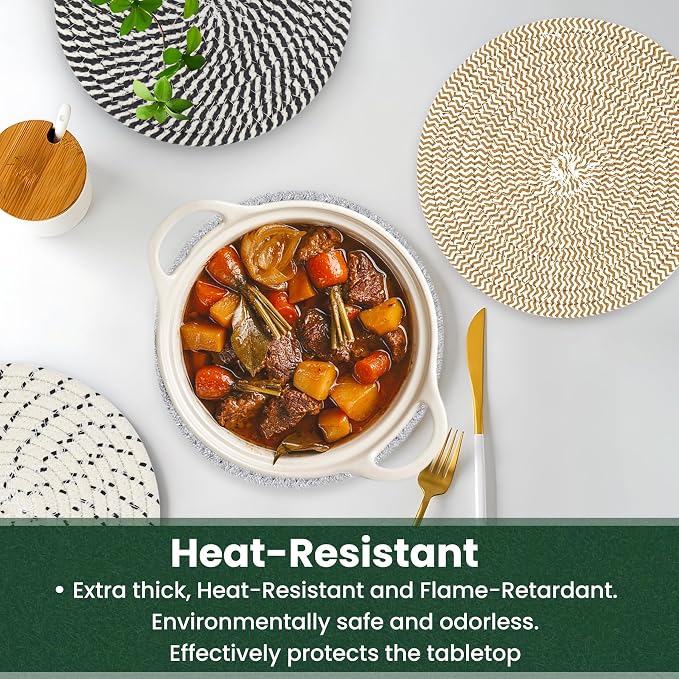 8 Inch Trivets for Hot Dishes, Hot Pots and Pans, Thick Heat Resistant - Image 6