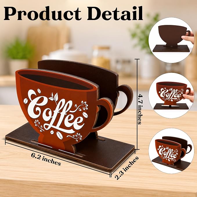 Coffee Cup Decor Wood Napkin Holder - Image 2