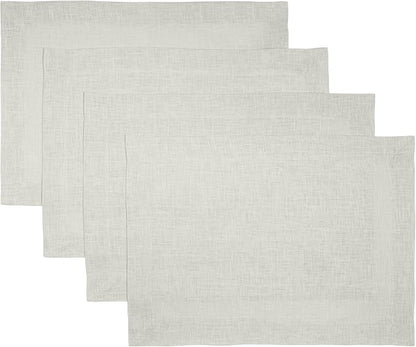 D'Moksha Homes Linen Placemats 14 x 19 Inch - Silver Grey Placemats Set of 4-100% Pure Linen Table Place Mats for Spring, Easter - Handcrafted and Machine Washable