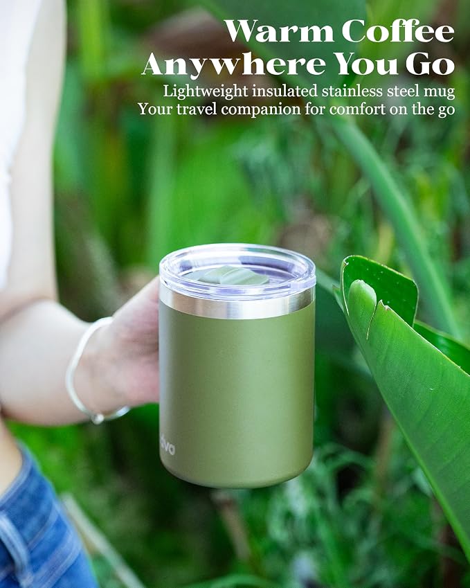12oz Insulated Coffee Mug with Lid – Includes Two Lids, Stainless Steel Coffee - Image 9