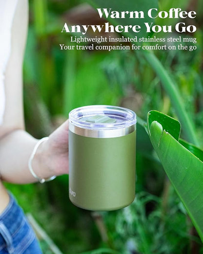 12oz Insulated Coffee Mug with Lid – Includes Two Lids, Stainless Steel Coffee - Image 9