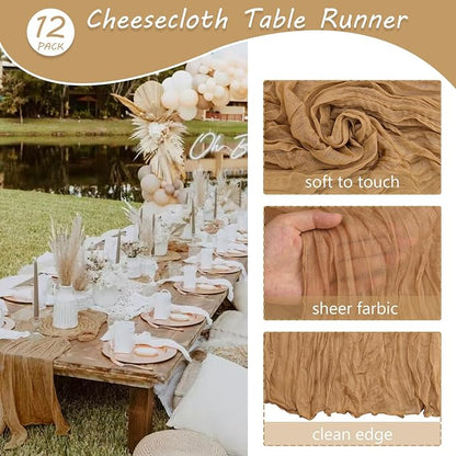12 Pack 13Ft Cheesecloth Table Runner 35x157 Inch Boho Gauze Table Runner - Image 4
