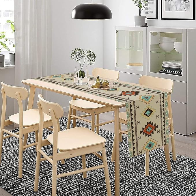 Aztec Southwest Table Runner, Ethnic Style Design Geometric Table Runners - Image 3