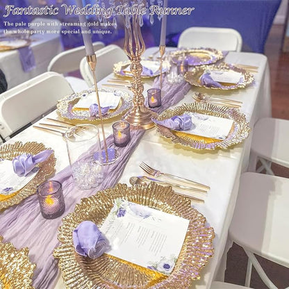 3 Pack Purple Cheesecloth Table Runner 35x120 Inches, Summer Boho Rustic Lilac - Image 8