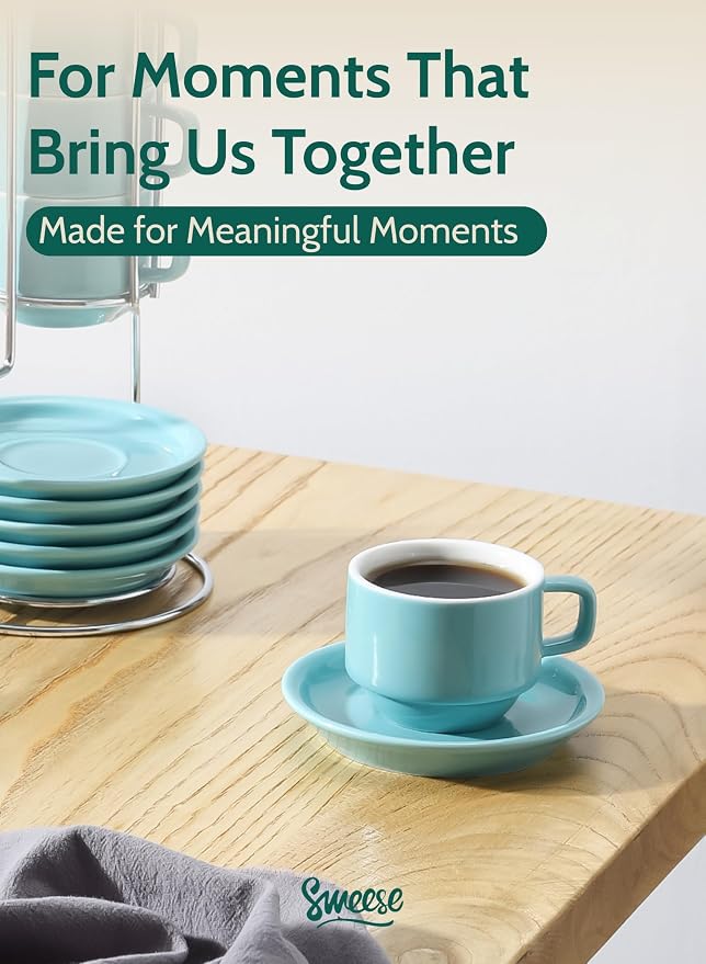 Sweese 4 Ounce Porcelain Stackable Espresso Cups - Image 6